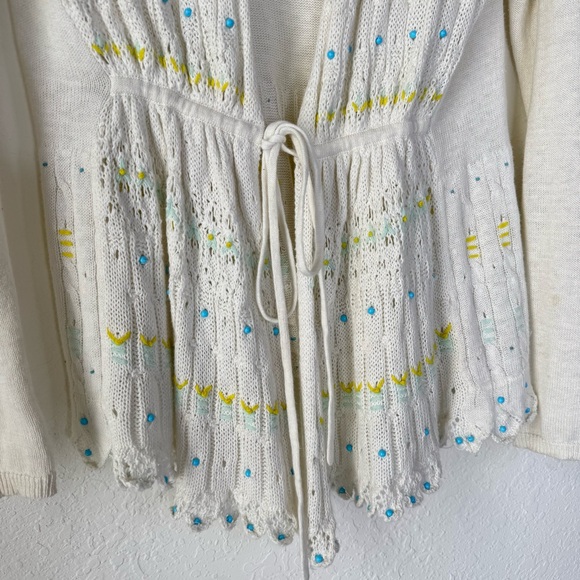 Anthropologie Moth Lazuli Dusted Cardigan Embroidered & Beaded - Picture 4 of 11